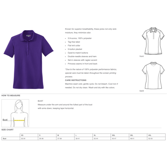 Royal Blue Sport-Tek® Women's Dry Zone® Raglan Accent Polo (Open Polo)